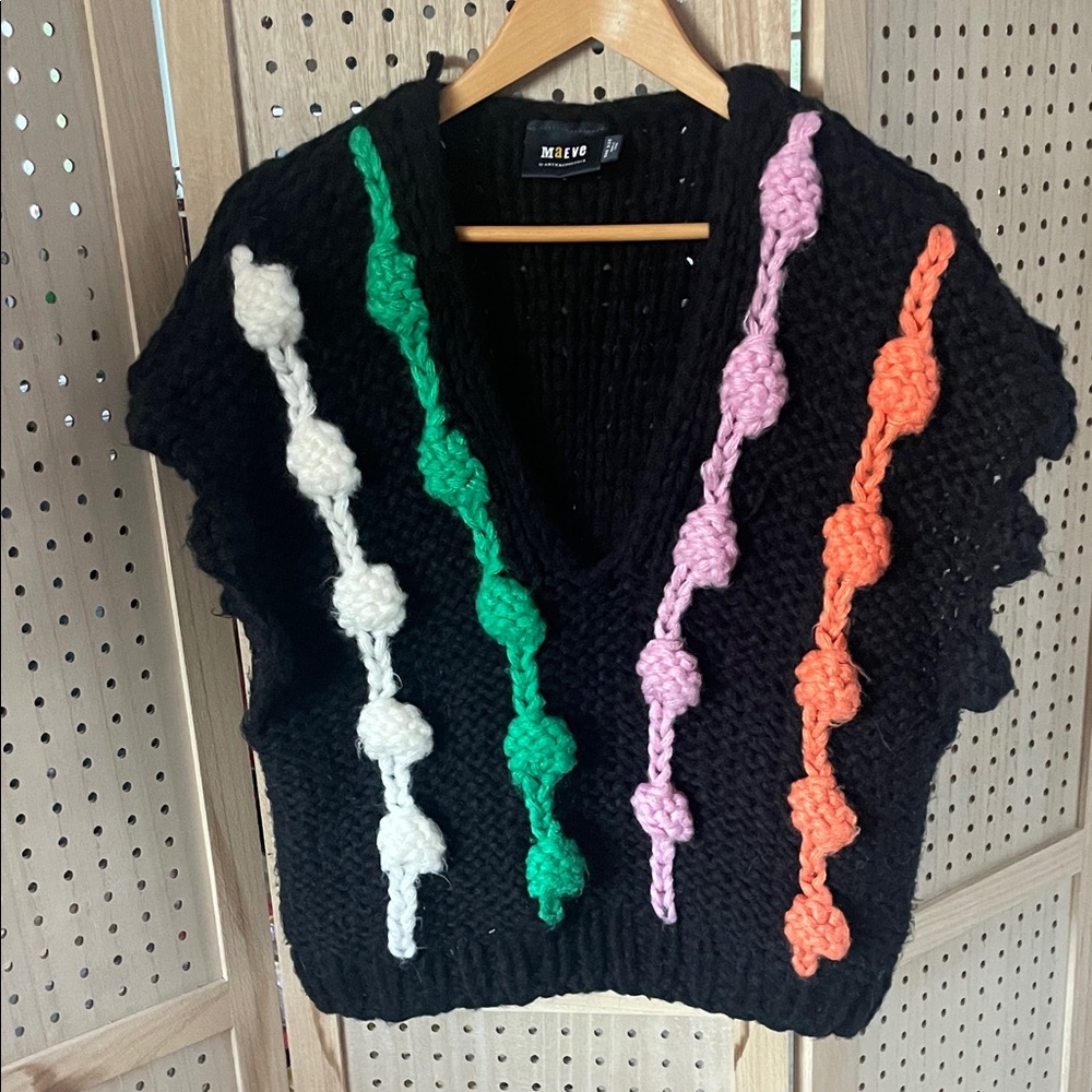 EUC- Anthropologie Black V-Neck Sweater Vest - One Size